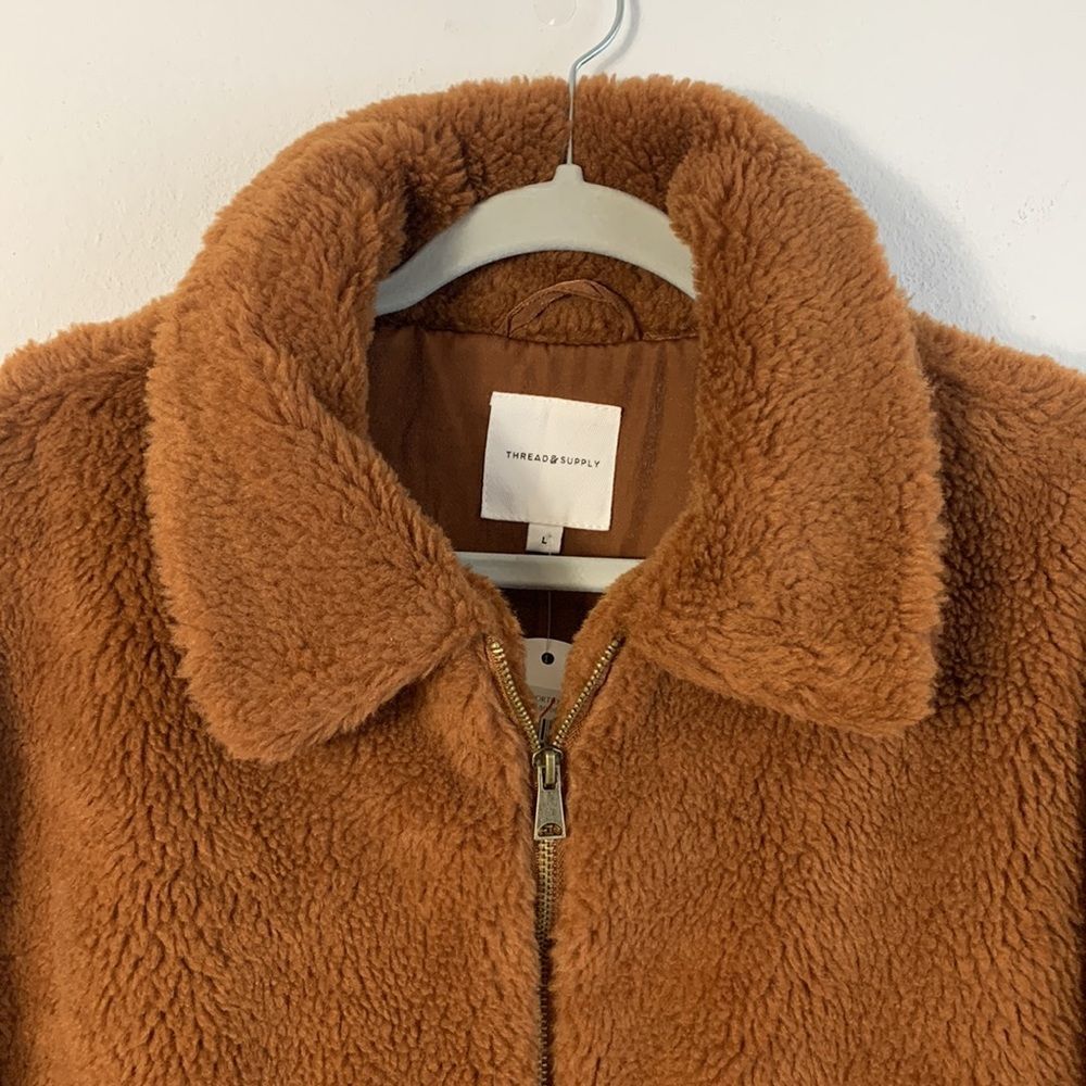 NWT Thread & Supply Northy Brown Teddy Bear Faux Shearling Sherpa Jacket Sz L - Picture 3 of 11